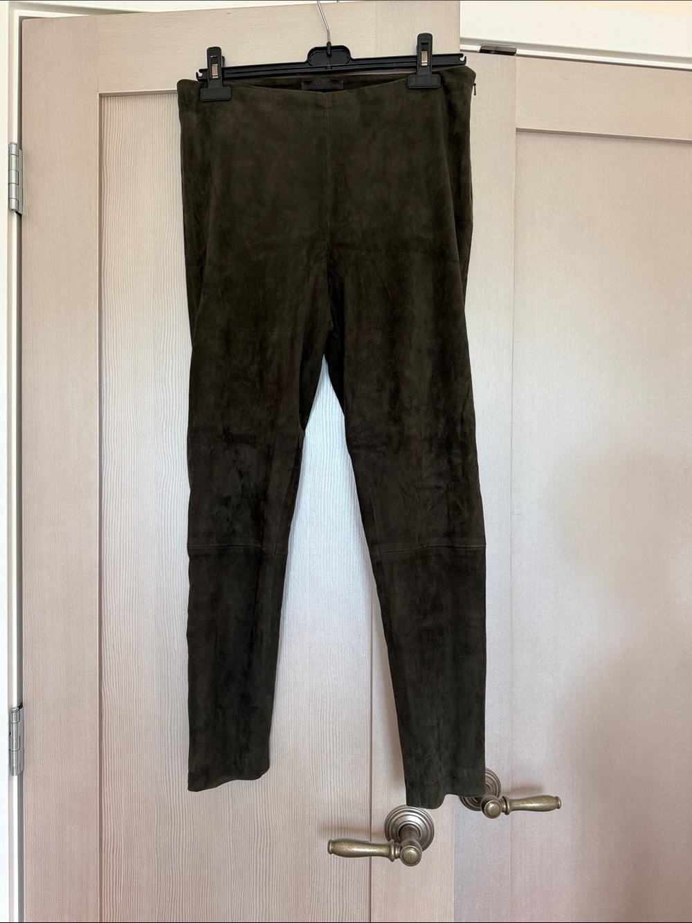 The Row Olive Lambskin Suede Leggings Tags on